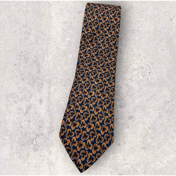 ERMENEGILDO ZEGNA Silk Tie ITALY Blue Orange Floral W:3.7